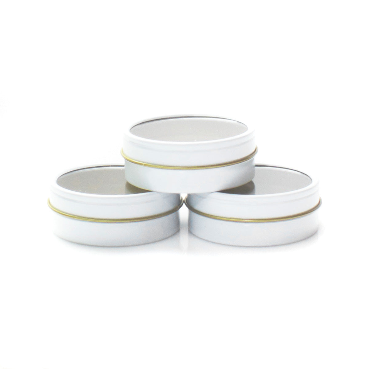 White Round Shallow Window Top Tins