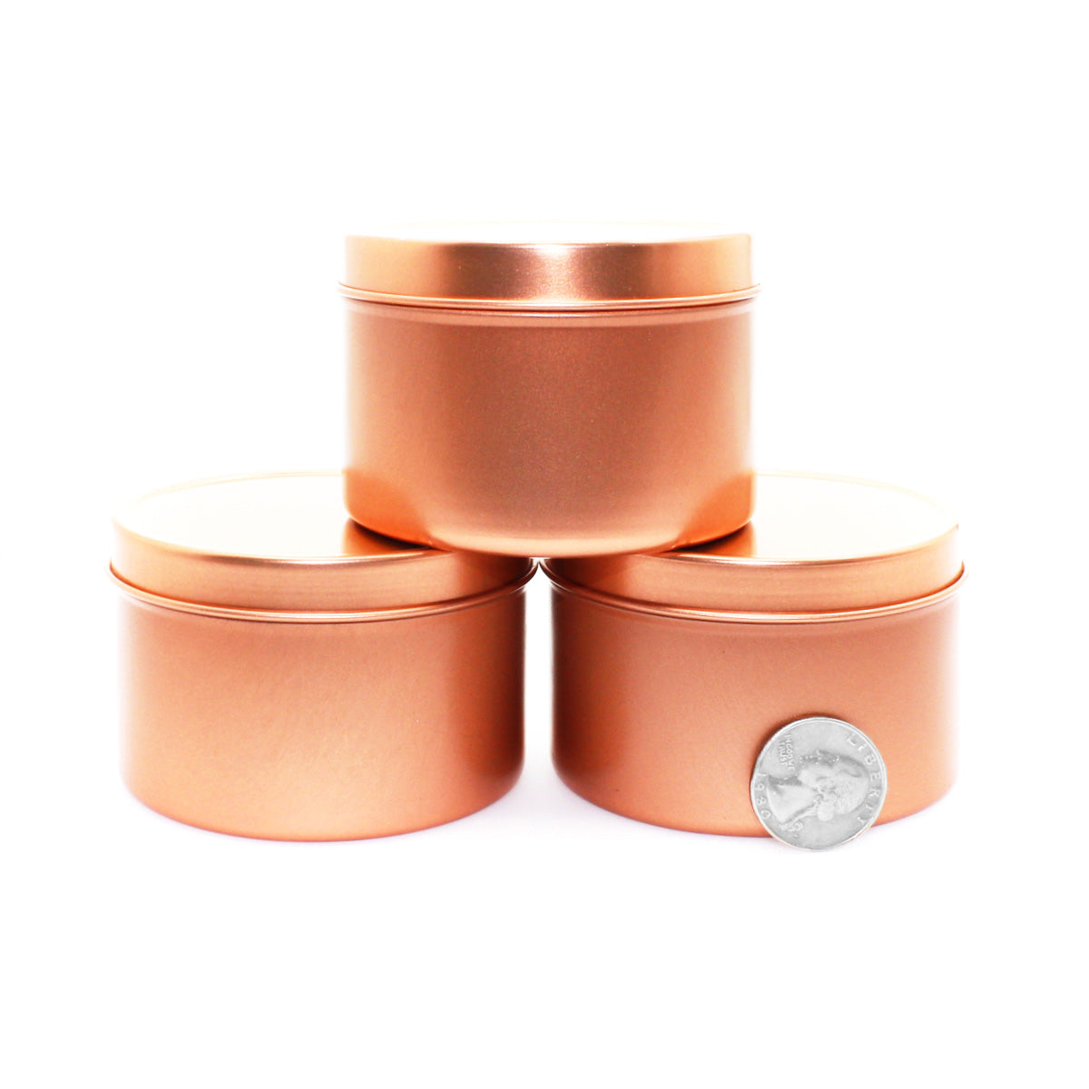 Rose Gold Round Deep Solid Slip Top Tins