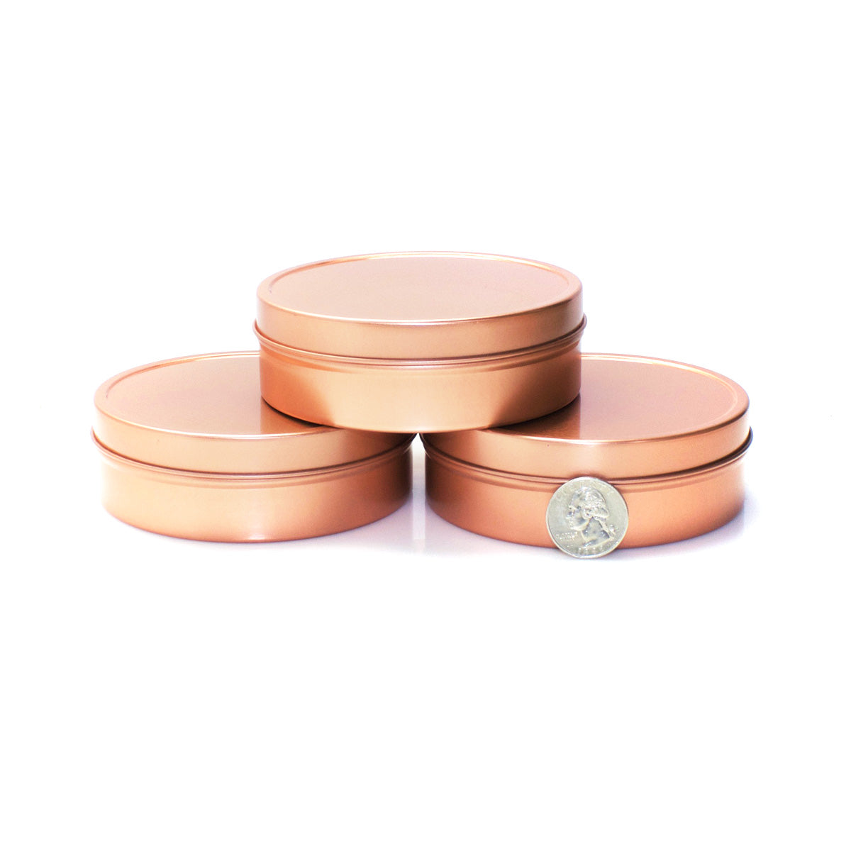 Rose Gold Round Shallow Solid Slip Top Tins