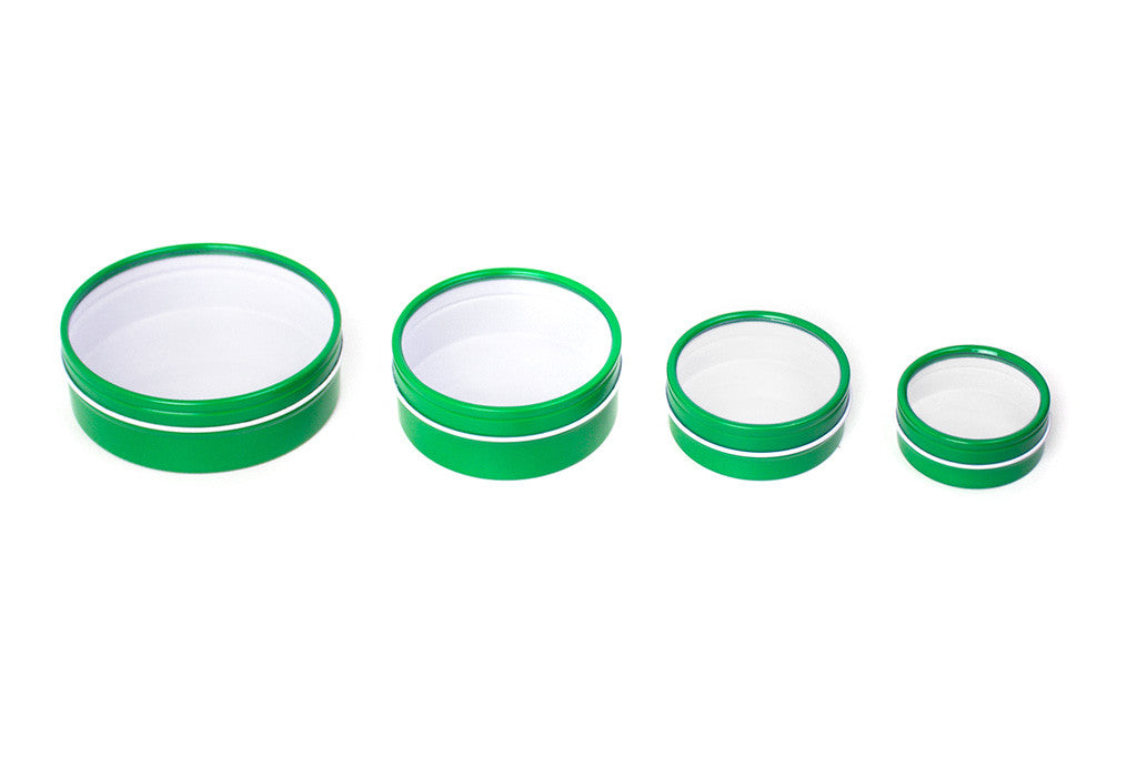 Green Shallow Round Rust Resistant Colored Steel Window Tin Containers - Mimi Pack