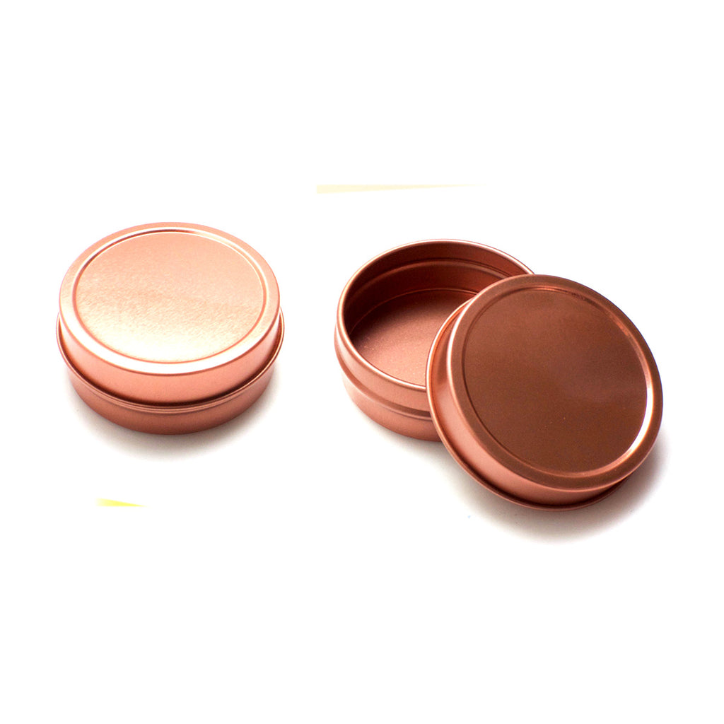 Rose Gold Round Shallow Solid Slip Top Tins