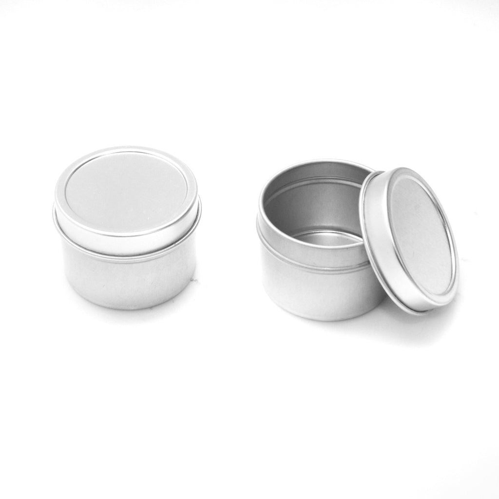 Silver Deep Round Solid Top Slip Cover Tin Containers