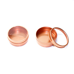 Rose Gold Round Shallow Window Top Tins