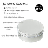 Child Resistant Round Silver Tins