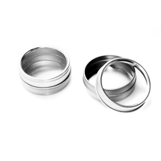 Shallow Window Silver Tin Containers