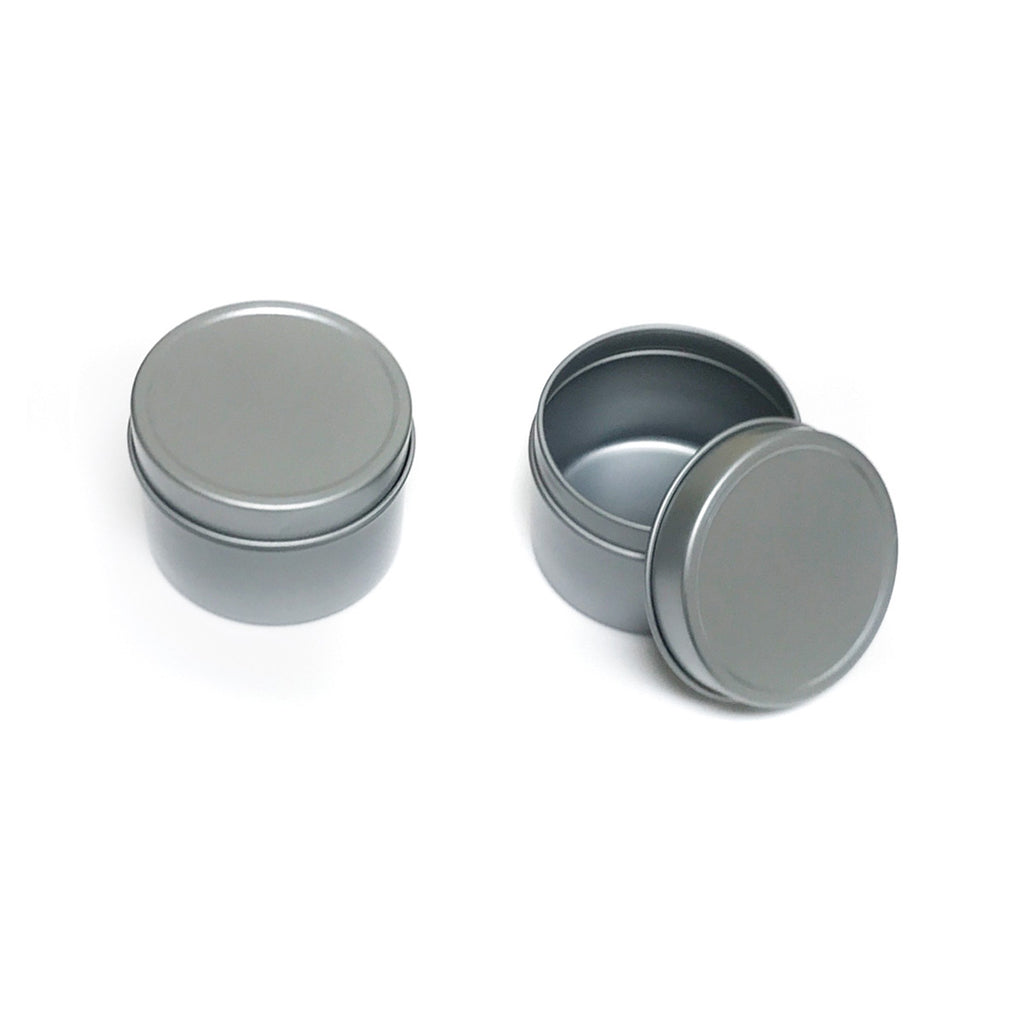 Gray Round Deep Solid Slip Top Tins
