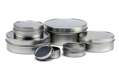 Silver Round Shallow Seamless Solid Top Slip Cover Lid Metal Tin Containers