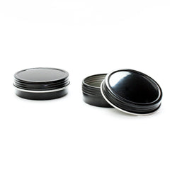 Black Shallow Screw Top Round Tin Containers
