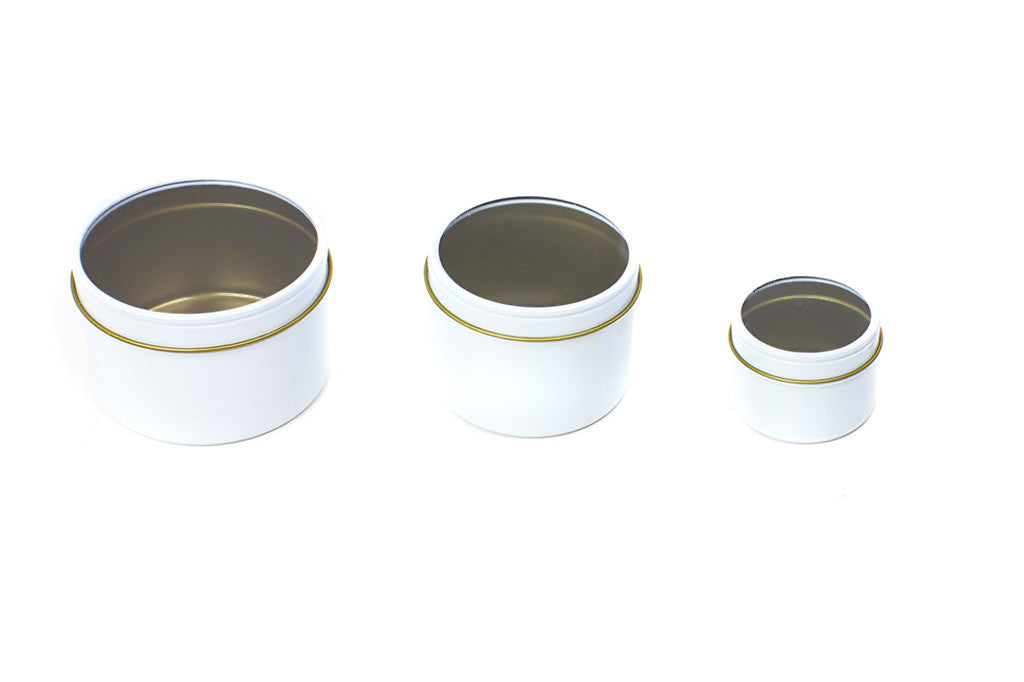 White Deep Round Window Top Tin Containers
