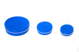Blue Shallow Round Screw Top Rust Resistant Colored Steel Tin Containers - Mimi Pack