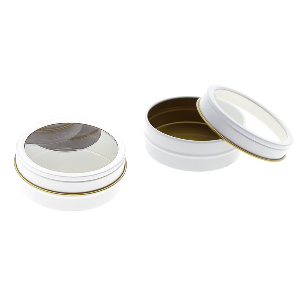 Shallow Window White Tin Containers