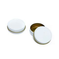 White Shallow Round Screw Top Tin Containers